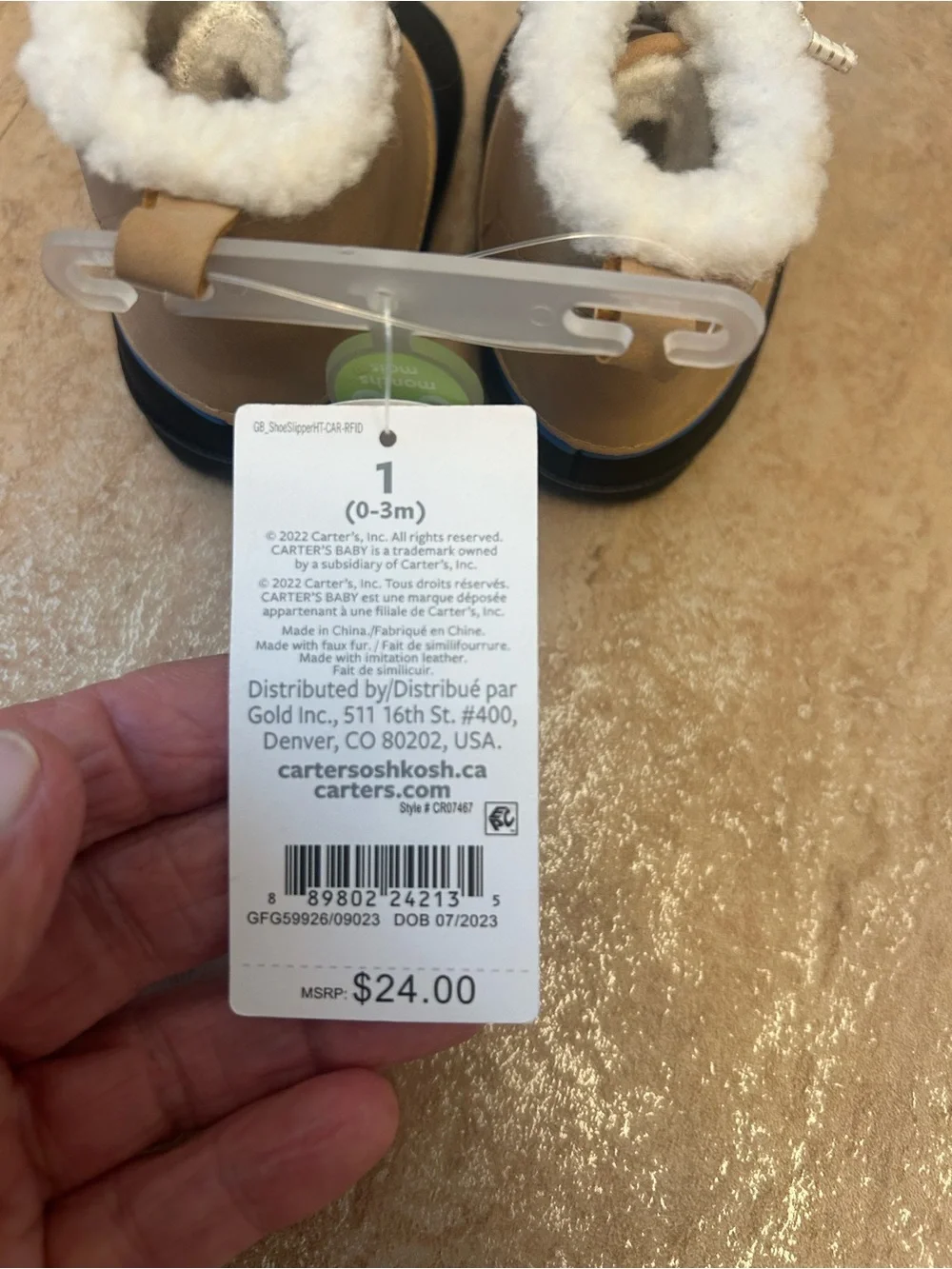 Carters Baby Duck Boots Cozy White Fleece Cuff Blue Accent NWT
